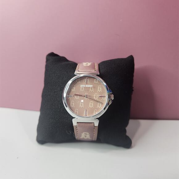 Steve Madden NYC Women’s Watch Mauve/Tan Logo Wristwatch NIB - Picture 1 of 3